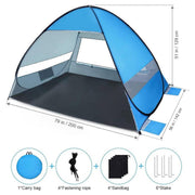 Automatic Pop Up Beach Tent UV Protection Portable Sunshade Shelter Outdoor V528-TENT-BLUE-312769