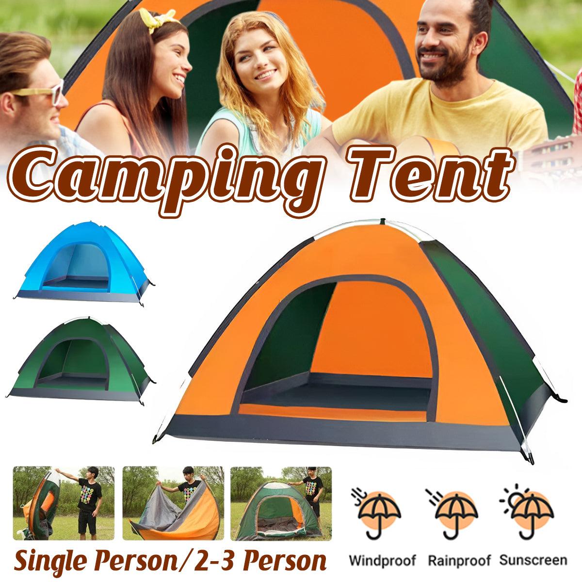 Outdoor Camping Tent Portable Sun Protection Lightweight Quick Setup Shelter - Orange 2-3 Person V528-TENT-GREEN-ORANGE-2-3-328041