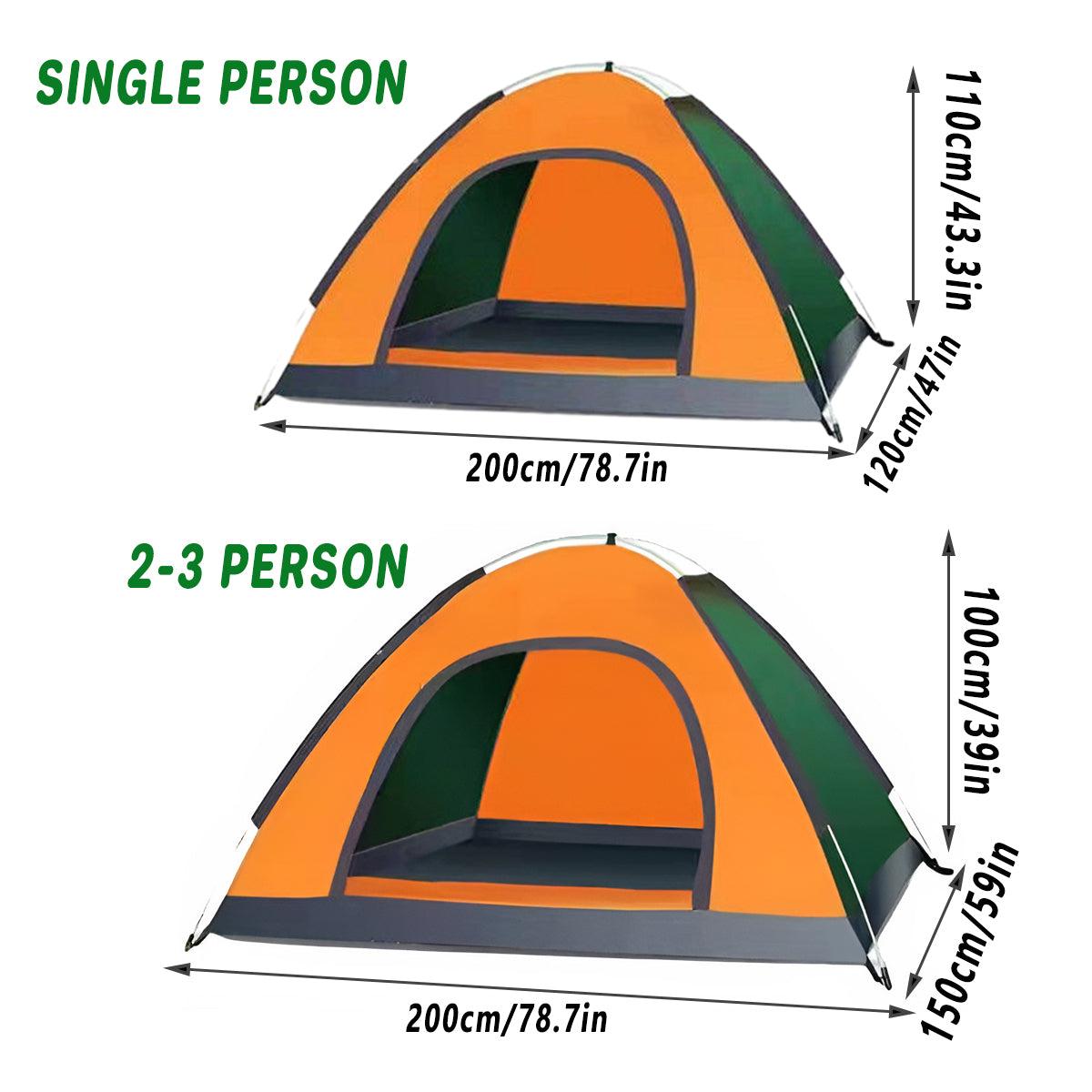 Outdoor Camping Tent Portable Sun Protection Lightweight Quick Setup Shelter - Orange 2-3 Person V528-TENT-GREEN-ORANGE-2-3-328041