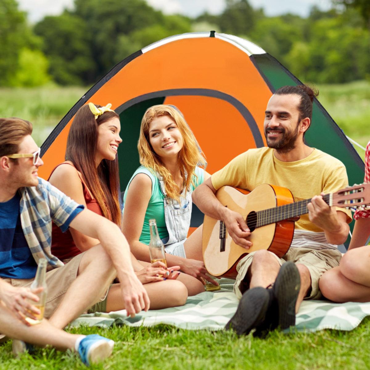 Outdoor Camping Tent Portable Sun Protection Lightweight Quick Setup Shelter - Orange 2-3 Person V528-TENT-GREEN-ORANGE-2-3-328041