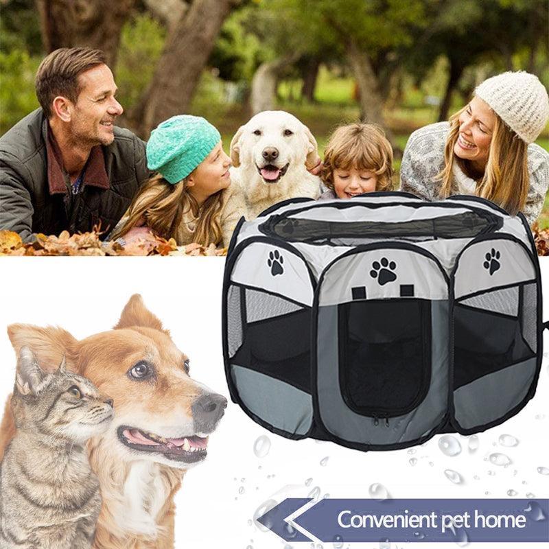 8 Panel Pet Tent Playpen Dog Cat Play Pen Bags Kennel Portable Puppy Crate - L (91X91X58CM) V528-TENT-GREY-L-45897