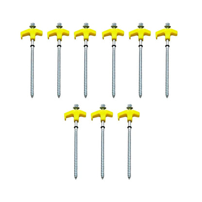 9PCS High Strength Carbon Steel Tent Stakes Outdoor Camping Pegs M8x200 Durable V528-TENT-PEG-YELLOW-9PCS-251015