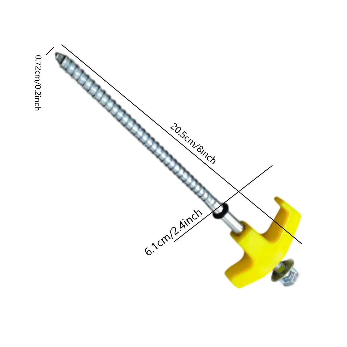 9PCS High Strength Carbon Steel Tent Stakes Outdoor Camping Pegs M8x200 Durable V528-TENT-PEG-YELLOW-9PCS-251015