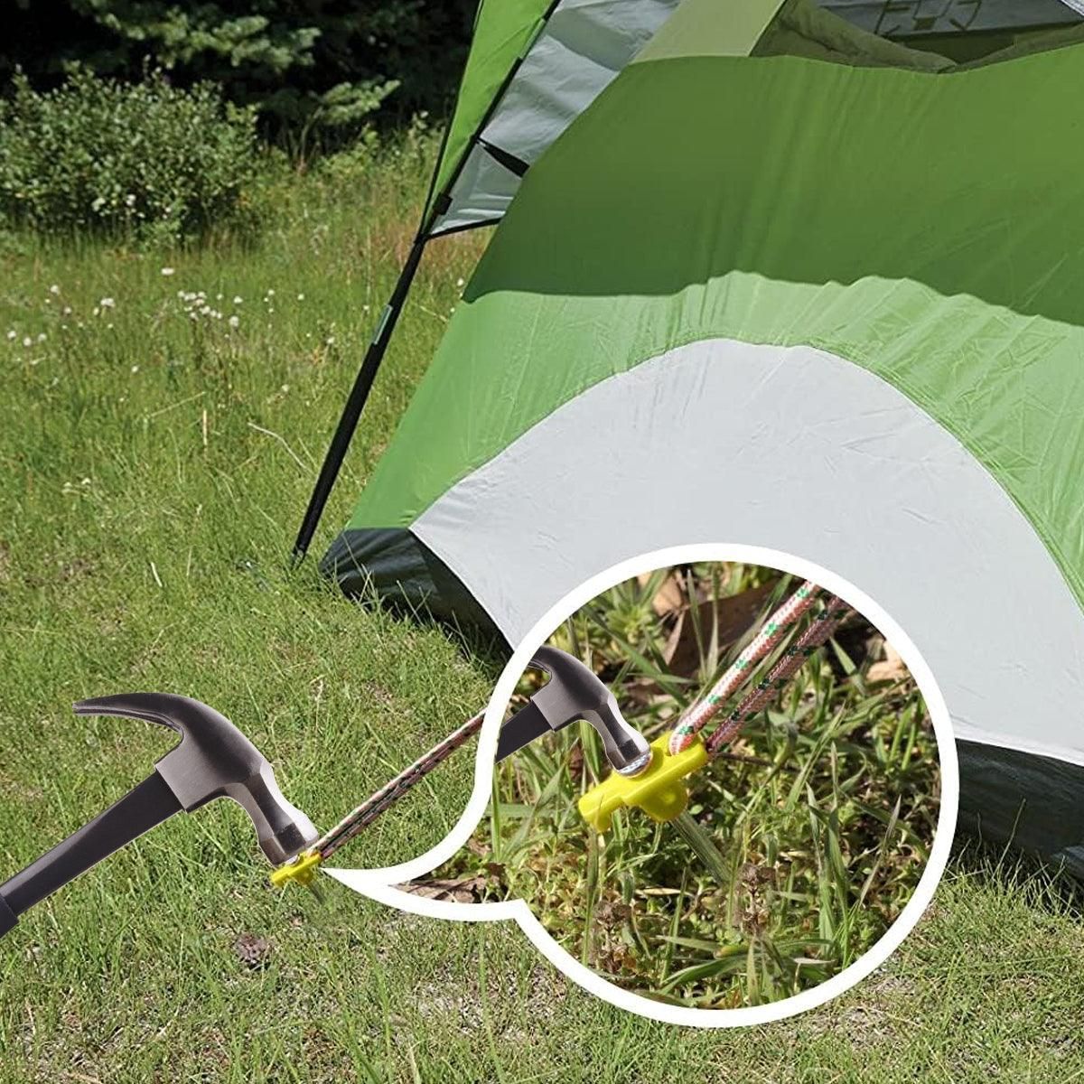 9PCS High Strength Carbon Steel Tent Stakes Outdoor Camping Pegs M8x200 Durable V528-TENT-PEG-YELLOW-9PCS-251015