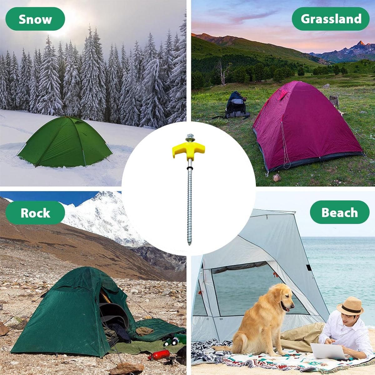 9PCS High Strength Carbon Steel Tent Stakes Outdoor Camping Pegs M8x200 Durable V528-TENT-PEG-YELLOW-9PCS-251015