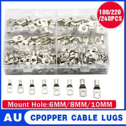 240Pcs 4WD Cable Lug Ring Battery Copper Tube Connector Kits Terminal Crimper - 100X SC6-SC25 Cable Lug V528-TERMINALCRIMPER-100PCS-164438