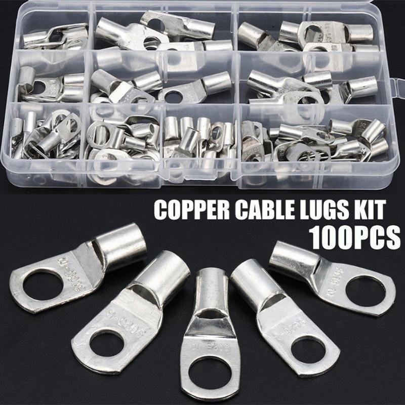 240Pcs 4WD Cable Lug Ring Battery Copper Tube Connector Kits Terminal Crimper - 100X SC6-SC25 Cable Lug V528-TERMINALCRIMPER-100PCS-164438