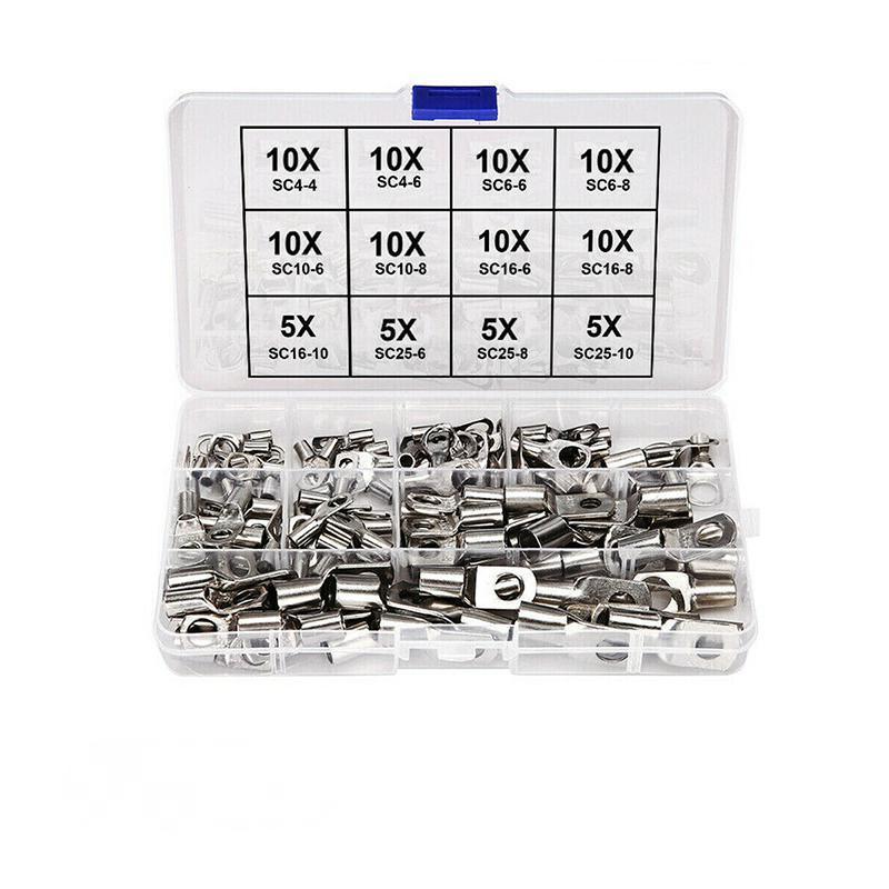 240Pcs 4WD Cable Lug Ring Battery Copper Tube Connector Kits Terminal Crimper - 100X SC6-SC25 Cable Lug V528-TERMINALCRIMPER-100PCS-164438