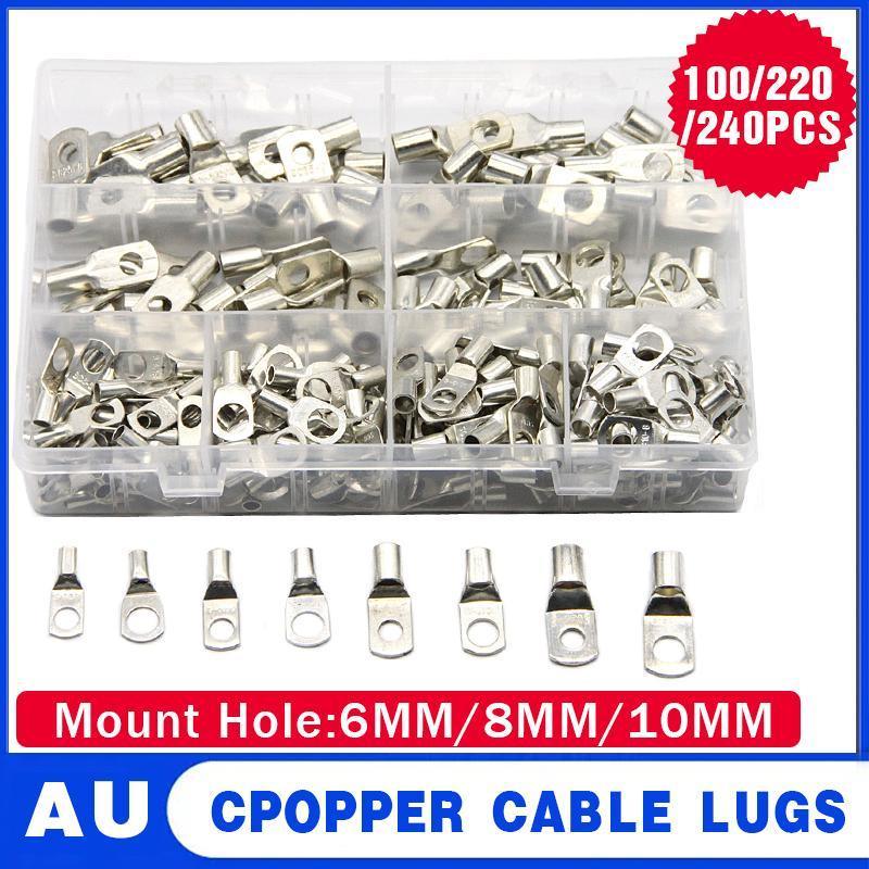 240Pcs 4WD Cable Lug Ring Battery Copper Tube Connector Kits Terminal Crimper - 240X SC4-SC25 Cable Lug V528-TERMINALCRIMPER-240PCS-955220