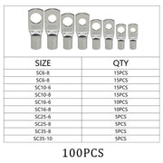 240Pcs 4WD Cable Lug Ring Battery Copper Tube Connector Kits Terminal Crimper - 240X SC4-SC25 Cable Lug V528-TERMINALCRIMPER-240PCS-955220