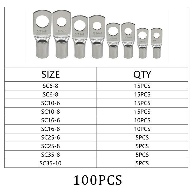 240Pcs 4WD Cable Lug Ring Battery Copper Tube Connector Kits Terminal Crimper - 240X SC4-SC25 Cable Lug V528-TERMINALCRIMPER-240PCS-955220