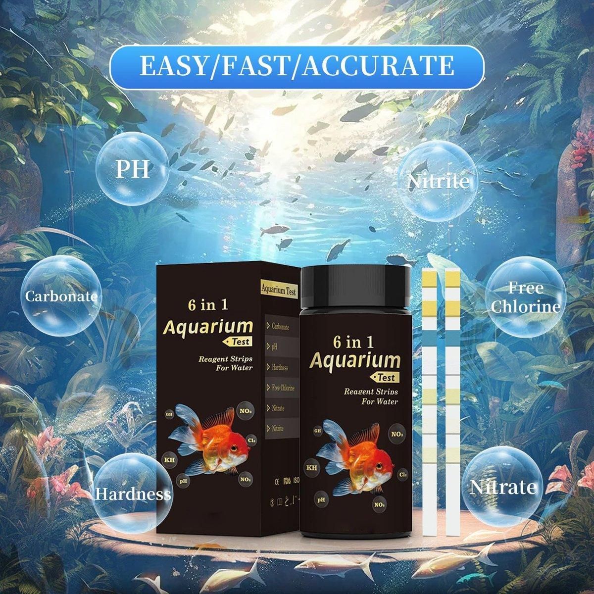 50pcs 6in1 Water Quality Test Strip for Fish Tank Aquarium Pool Accurate Testing V528-TEST-STRIP-415490
