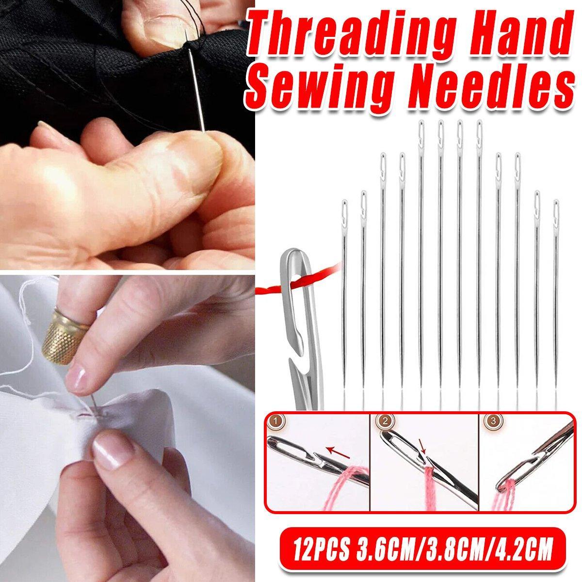 12PCS Easy Self Threading Hand Sewing Needles Assorted Sizes for DIY Stitching V528-THE-NEEDLE-CKK-12PCS-403592