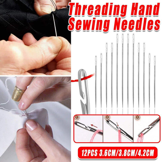 12PCS Easy Self Threading Hand Sewing Needles Assorted Sizes for DIY Stitching V528-THE-NEEDLE-CKK-12PCS-403592