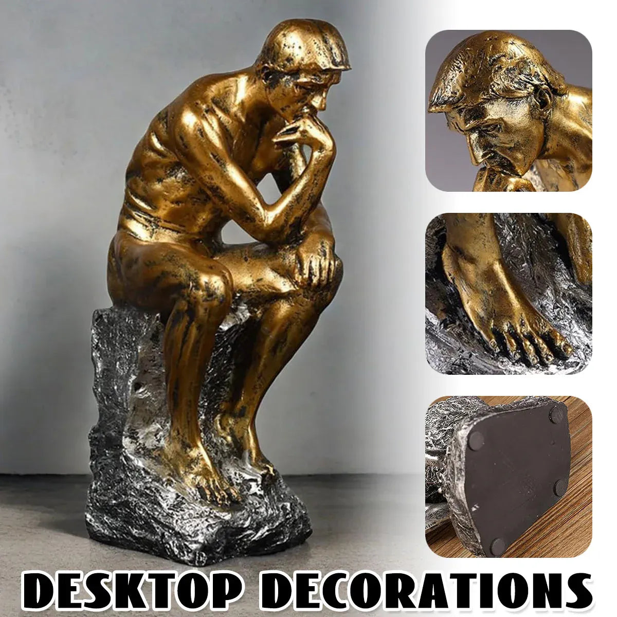Resin Sculpture Home Decor Ornament Tabletop Figurine Modern Decorative Statue V528-THINKER-GOLD-186641