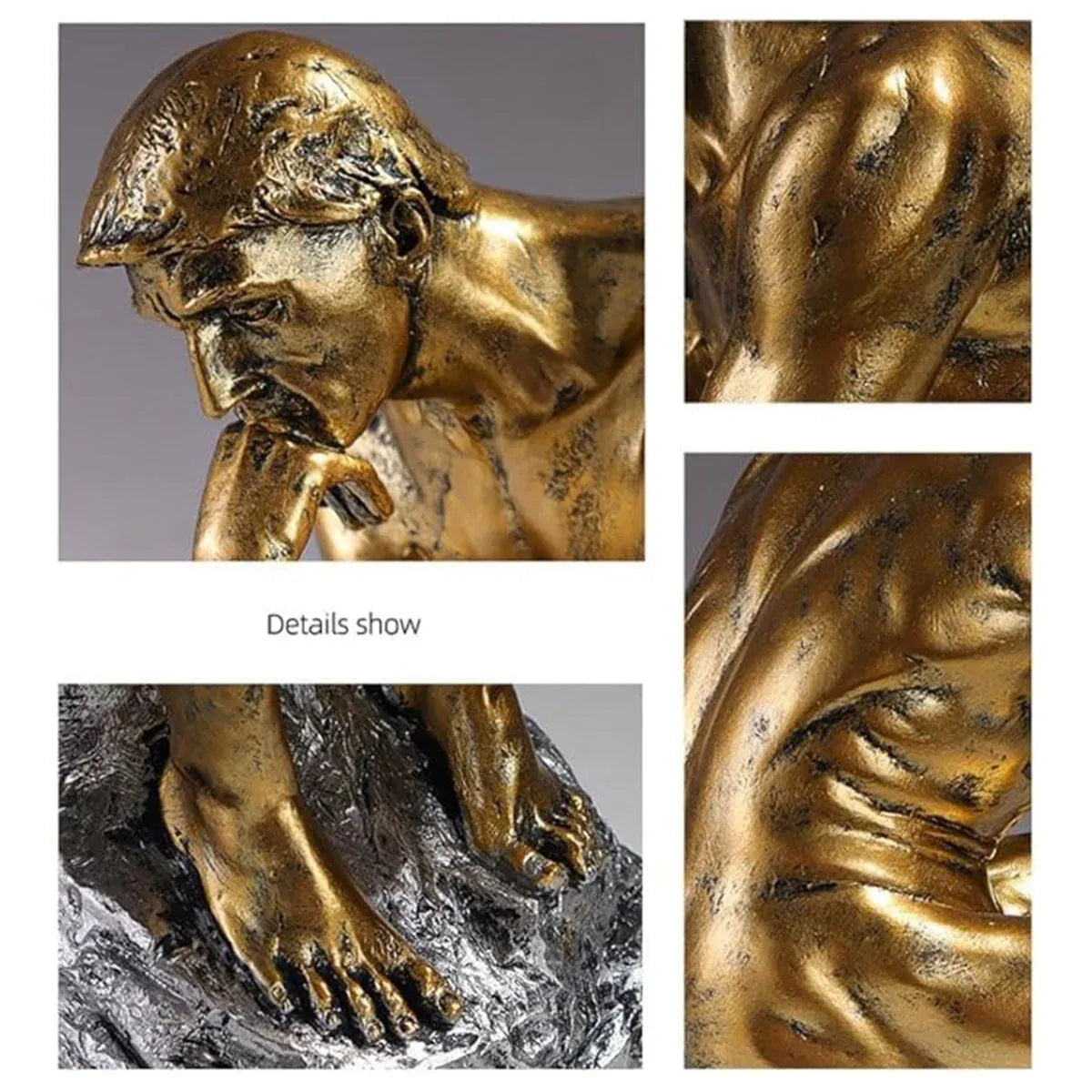 Resin Sculpture Home Decor Ornament Tabletop Figurine Modern Decorative Statue V528-THINKER-GOLD-186641