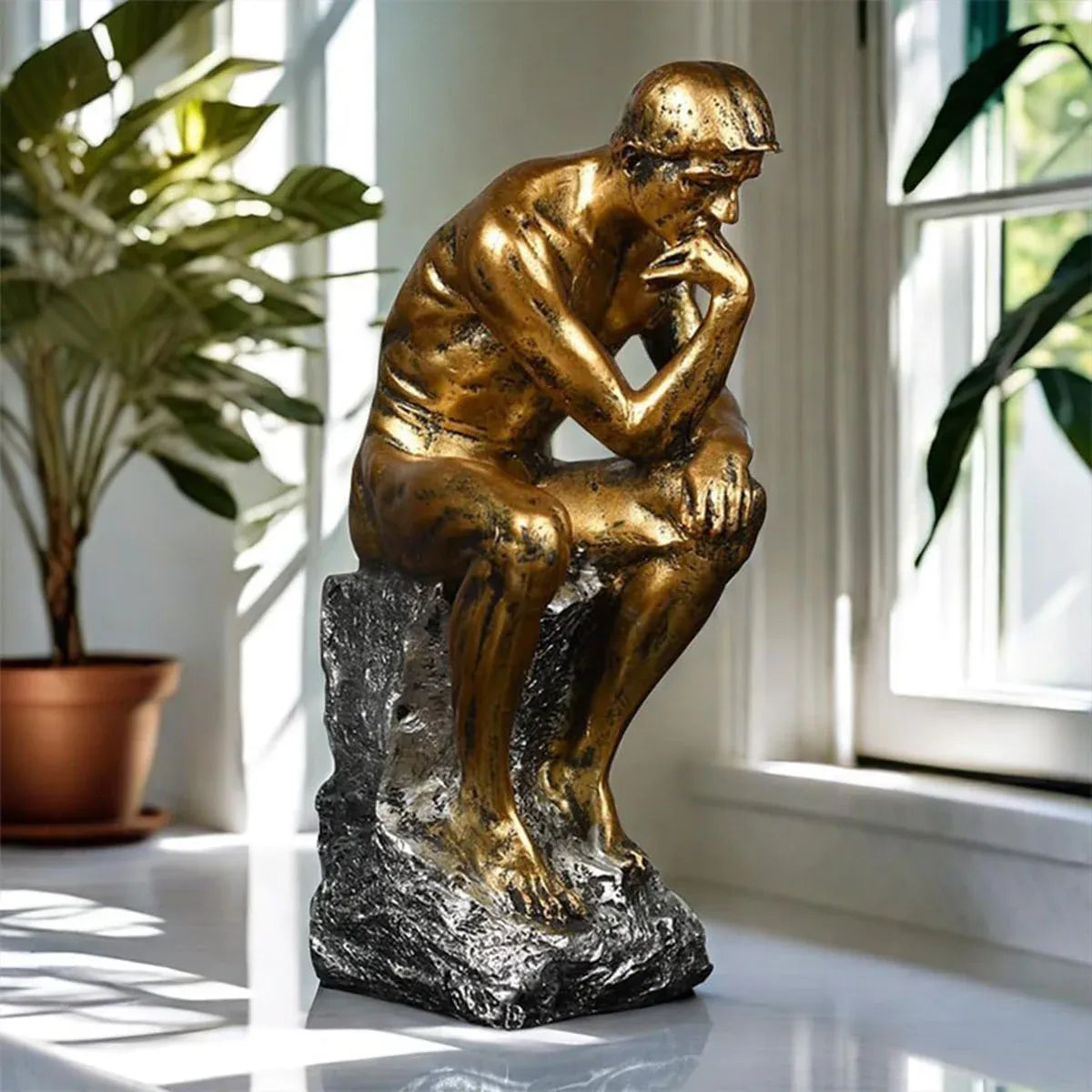 Resin Sculpture Home Decor Ornament Tabletop Figurine Modern Decorative Statue V528-THINKER-GOLD-186641