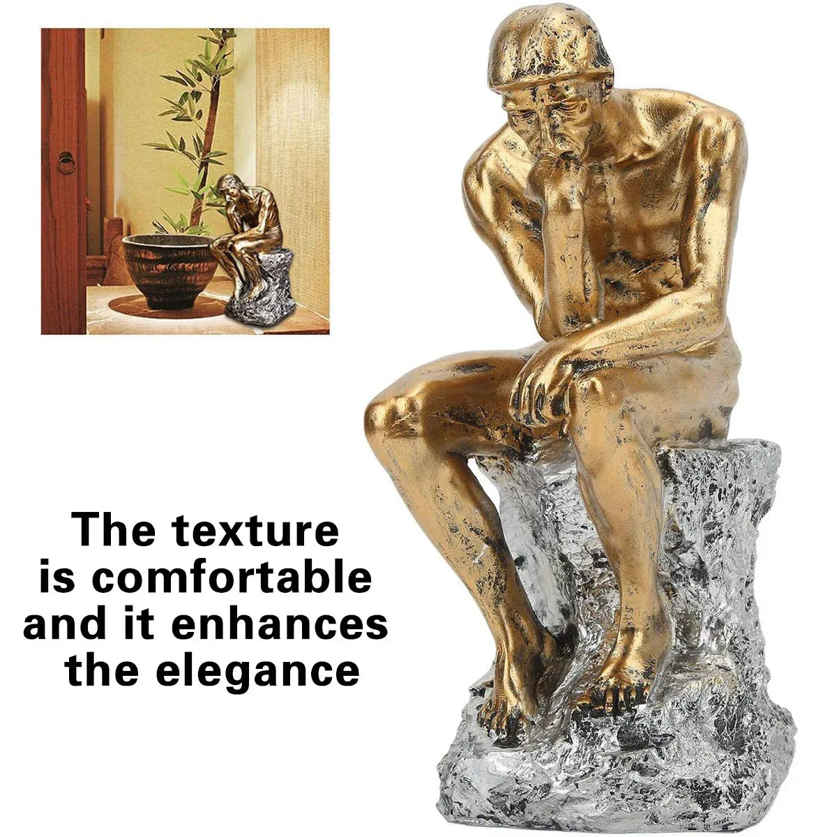 Resin Sculpture Home Decor Ornament Tabletop Figurine Modern Decorative Statue V528-THINKER-GOLD-186641