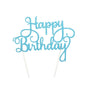 Happy Birthday Cake Topper Colour Printed Acrylic Party Decorations - Blue-Thin Line V528-THINLINE-BLUE-137377