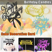 Happy Birthday Cake Topper Colour Printed Acrylic Party Decorations - Rose Red-Thin Line V528-THINLINE-ROSERED-384089