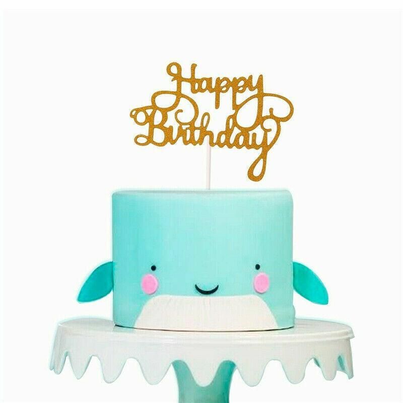 Happy Birthday Cake Topper Colour Printed Acrylic Party Decorations - Rose Red-Thin Line V528-THINLINE-ROSERED-384089