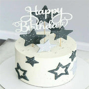 Happy Birthday Cake Topper Colour Printed Acrylic Party Decorations - Rose Red-Thin Line V528-THINLINE-ROSERED-384089