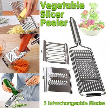 Multi-Purpose Vegetable Slicer Peeler Stainless Steel Grater Shredder Cutter V528-THREEKNIVES-545224