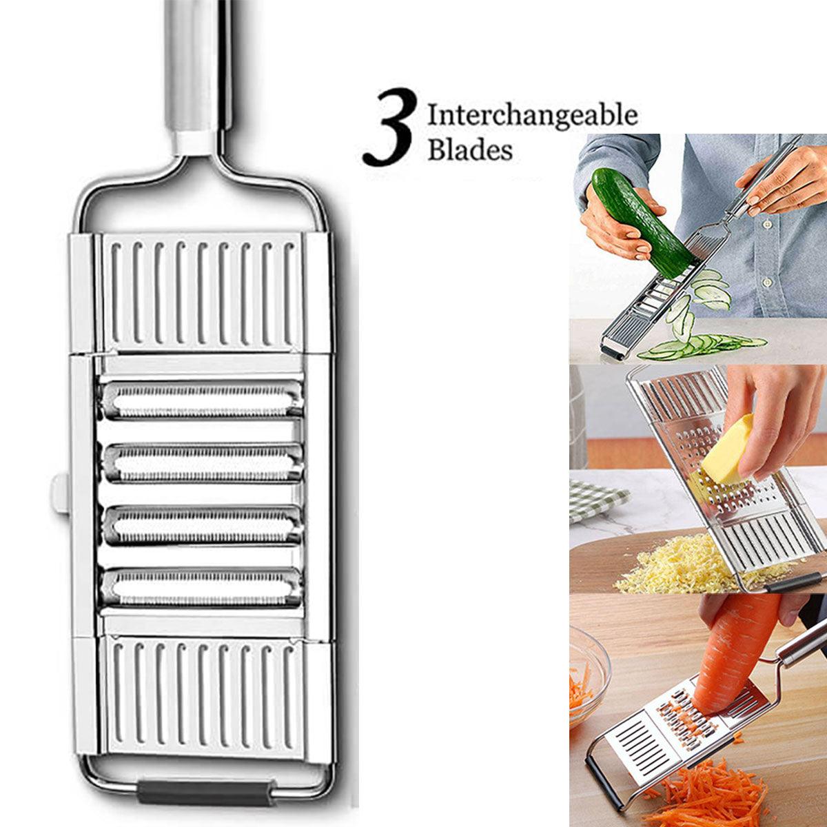 Multi-Purpose Vegetable Slicer Peeler Stainless Steel Grater Shredder Cutter V528-THREEKNIVES-545224
