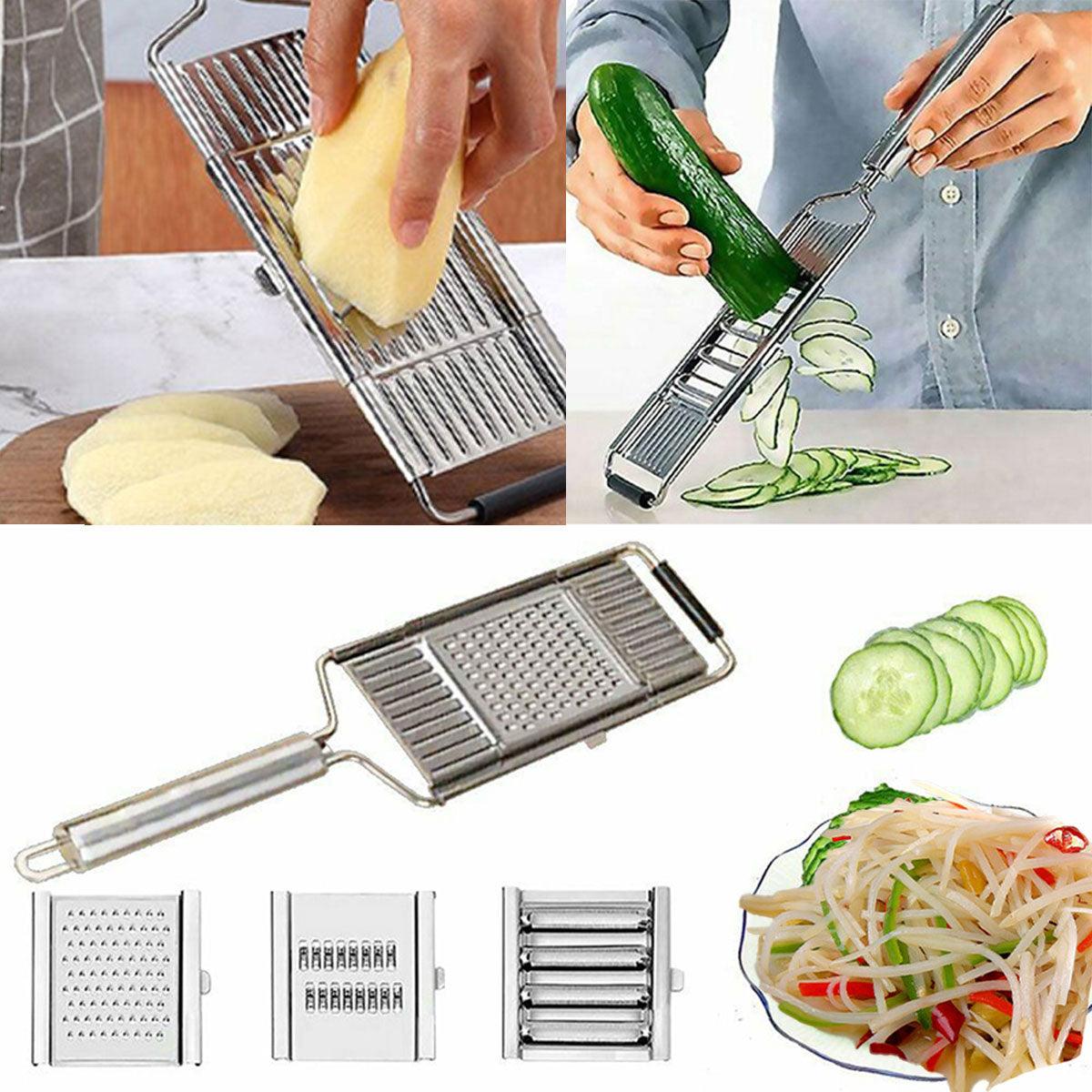 Multi-Purpose Vegetable Slicer Peeler Stainless Steel Grater Shredder Cutter V528-THREEKNIVES-545224