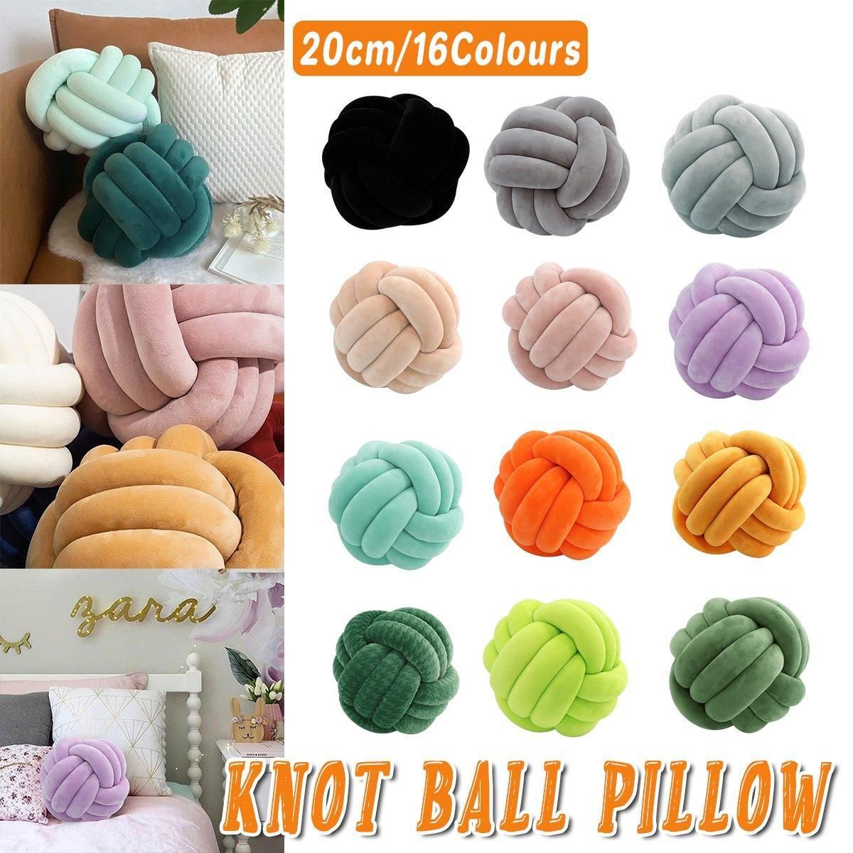 Three-Strand Braided Round Pillow Sofa Cushion Decorative Pillow for Living Room - Light Grey V528-THROW-PILLOW-14CM-LIGHT-GREY-934152