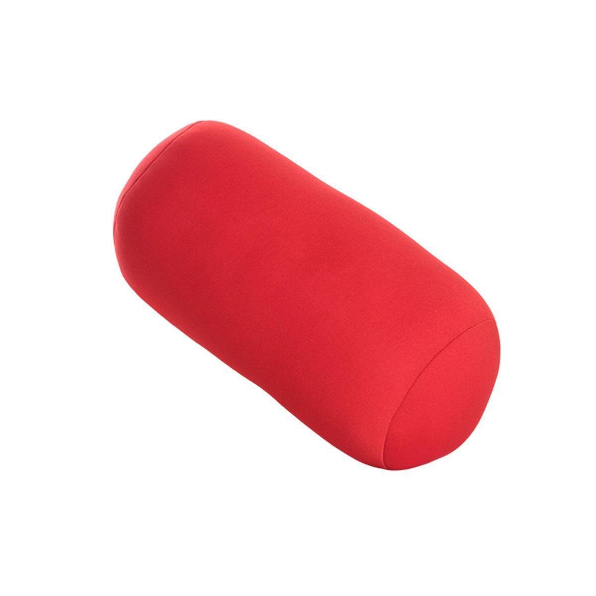 Solid Color Cylindrical Foam Particle Pillow Multi-Functional Neck Waist Support - Grey V528-THROW-PILLOW-GREY-355246