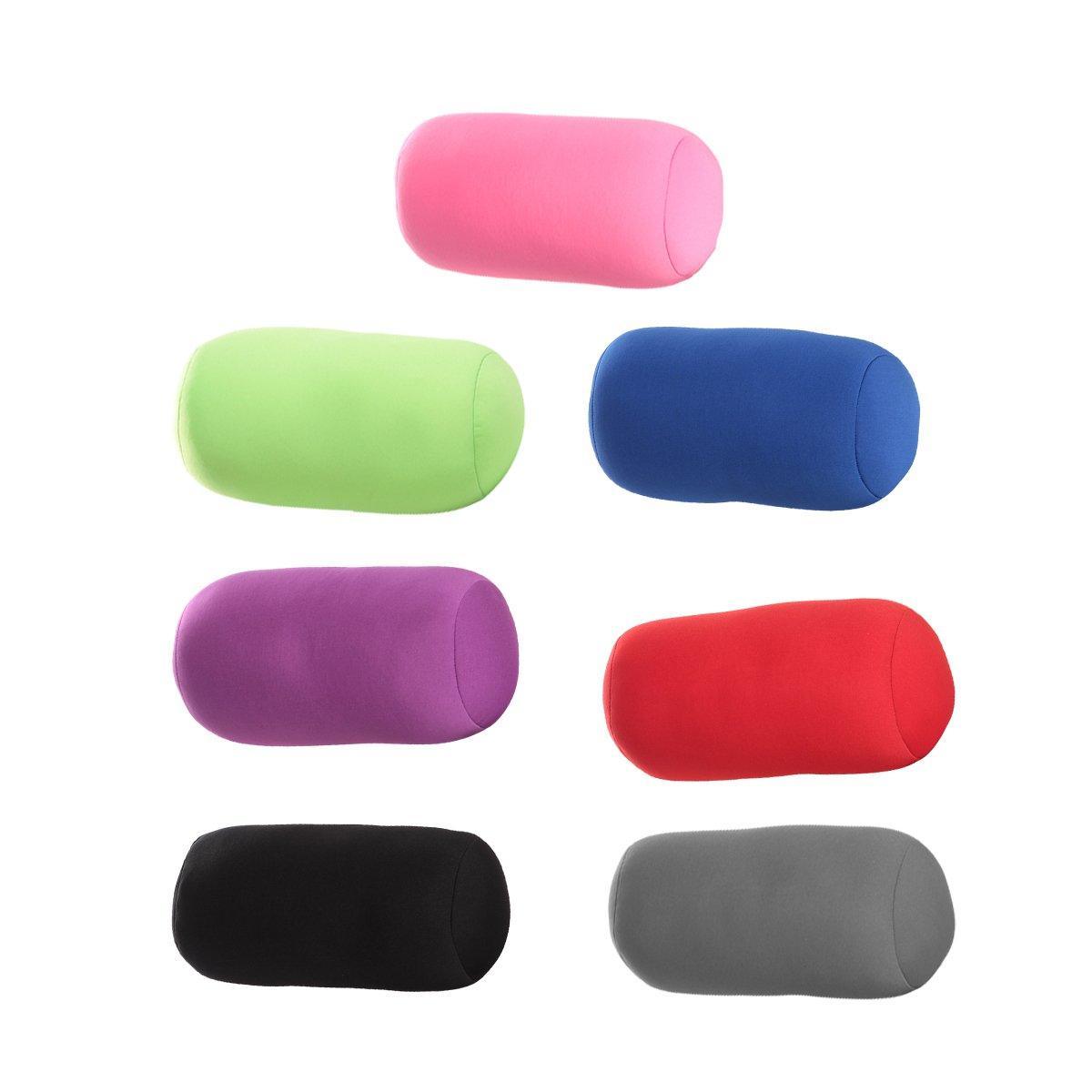Solid Color Cylindrical Foam Particle Pillow Multi-Functional Neck Waist Support - Pink V528-THROW-PILLOW-PINK-199208