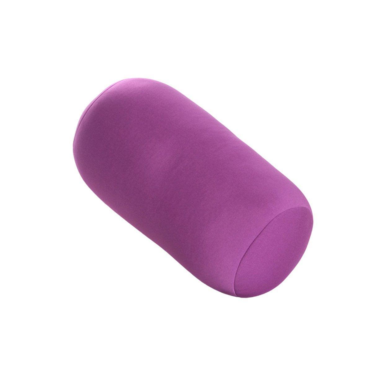 Solid Color Cylindrical Foam Particle Pillow Multi-Functional Neck Waist Support - Pink V528-THROW-PILLOW-PINK-199208