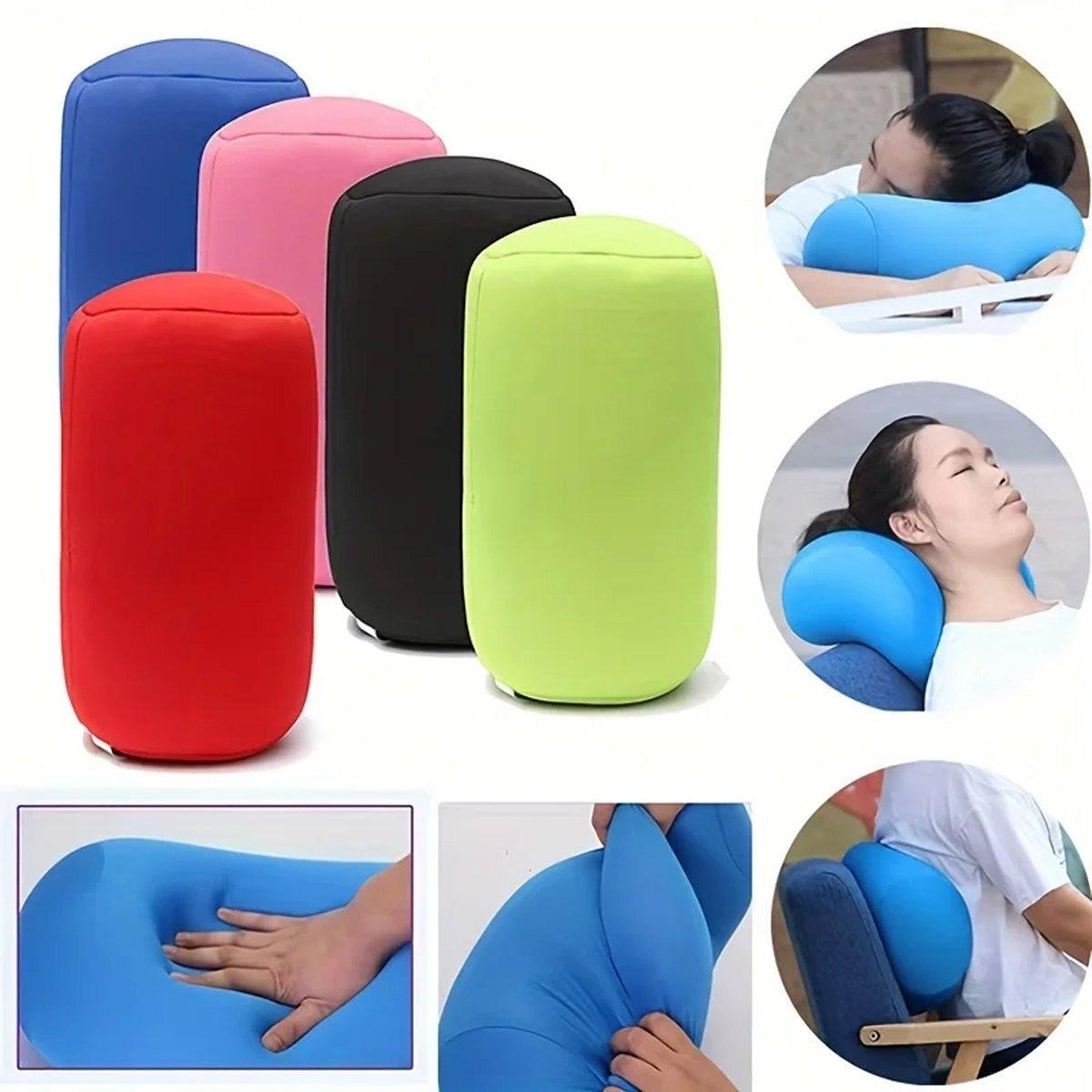 Solid Color Cylindrical Foam Particle Pillow Multi-Functional Neck Waist Support - Purple V528-THROW-PILLOW-PURPLE-528538