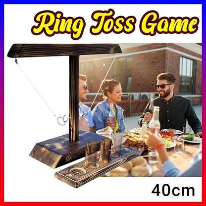 Wooden Hook And Ring Toss Game With Shot Ladder Table Toy Party Indoor/Outdoor V528-THROWINGTOYS-999096