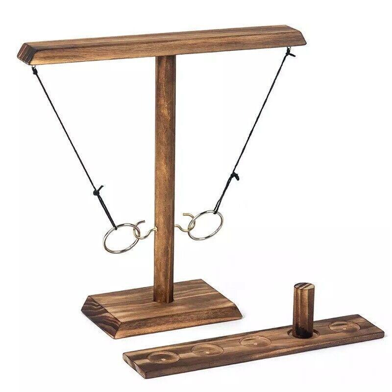 Wooden Hook And Ring Toss Game With Shot Ladder Table Toy Party Indoor/Outdoor V528-THROWINGTOYS-999096