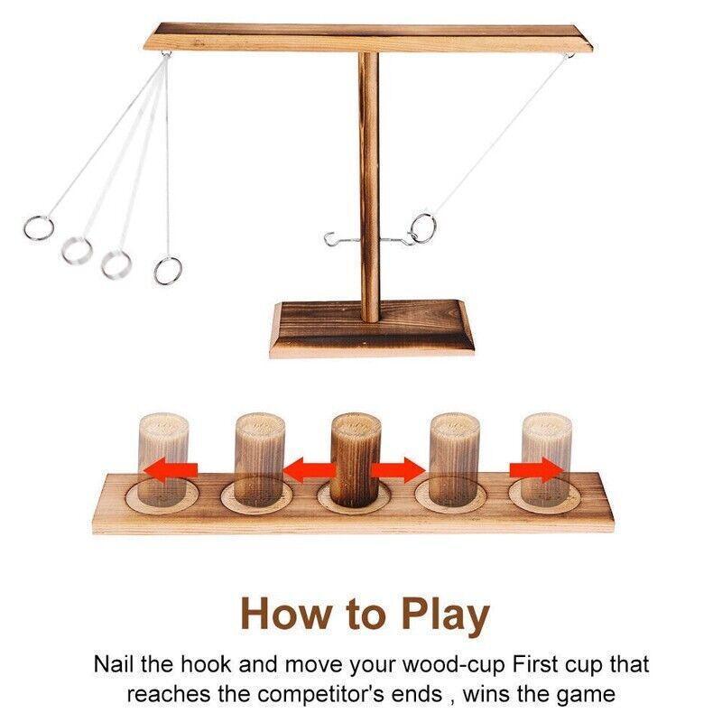 Wooden Hook And Ring Toss Game With Shot Ladder Table Toy Party Indoor/Outdoor V528-THROWINGTOYS-999096