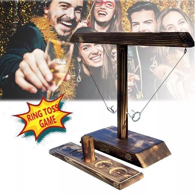Wooden Hook And Ring Toss Game With Shot Ladder Table Toy Party Indoor/Outdoor V528-THROWINGTOYS-999096