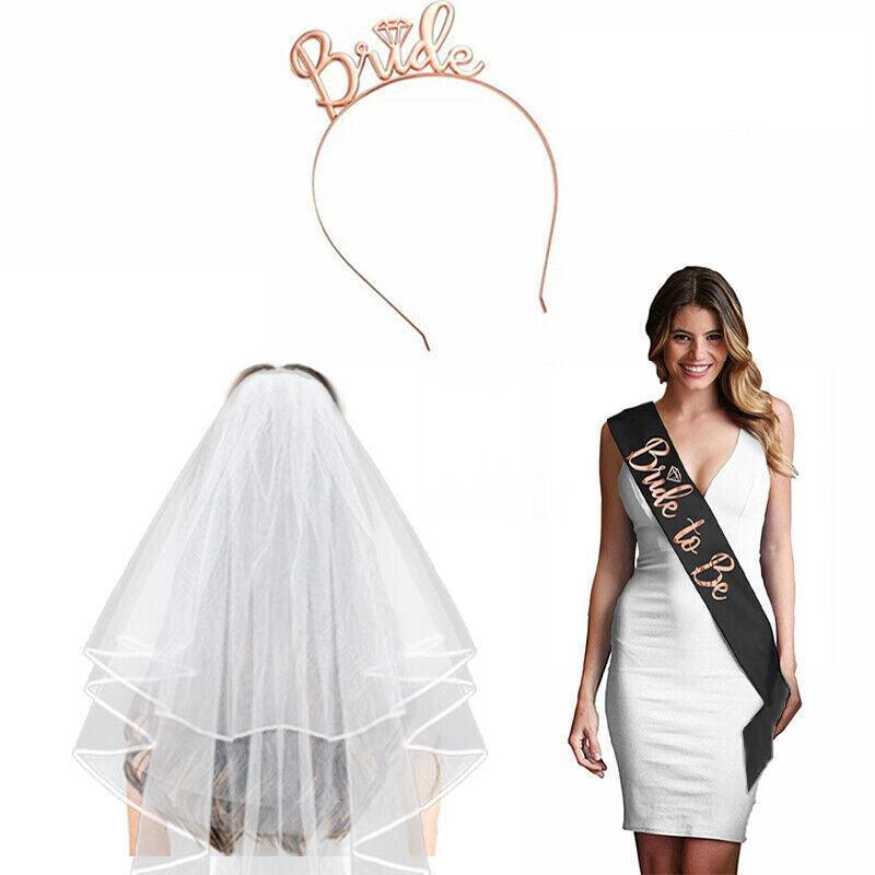 Bride To Be Hen Veil Sash Tiara Hens Night Bridal Shower Kitchen Tea Accessories - Gold Tiara V528-TIARA-GOLD-190870
