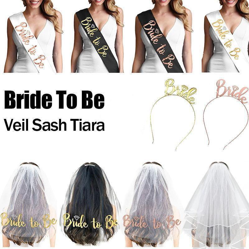 Bride To Be Hen Veil Sash Tiara Hens Night Bridal Shower Kitchen Tea Accessories - Rose Gold Tiara V528-TIARA-ROSEGOLD-380268