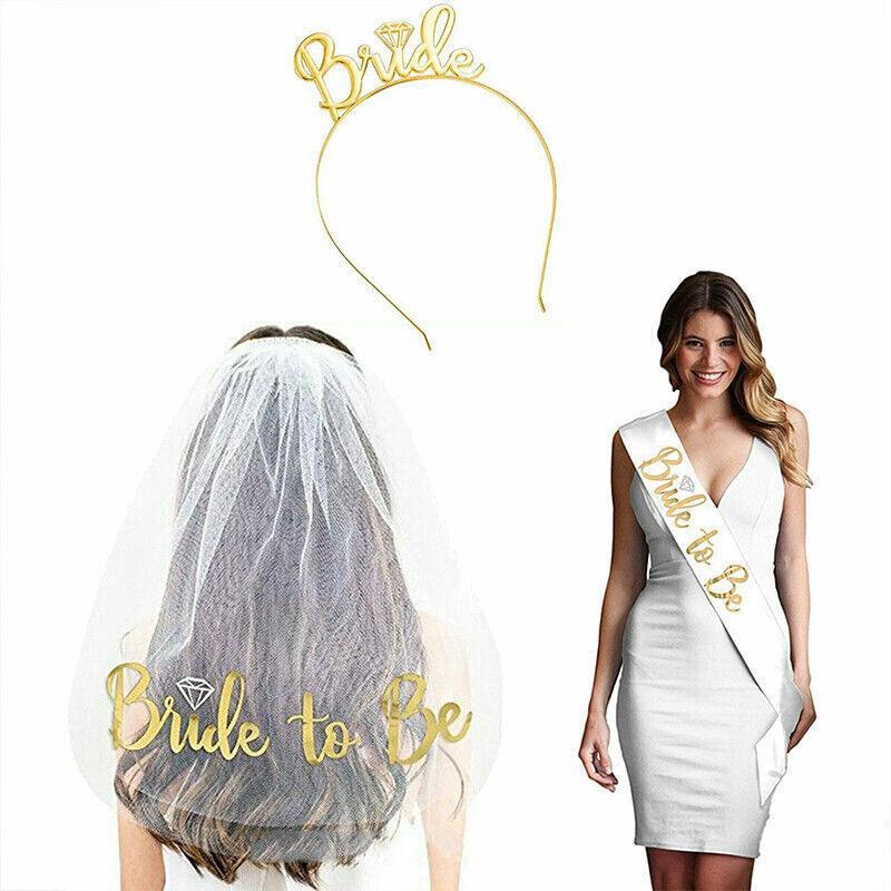 Bride To Be Hen Veil Sash Tiara Hens Night Bridal Shower Kitchen Tea Accessories - Rose Gold Tiara V528-TIARA-ROSEGOLD-380268