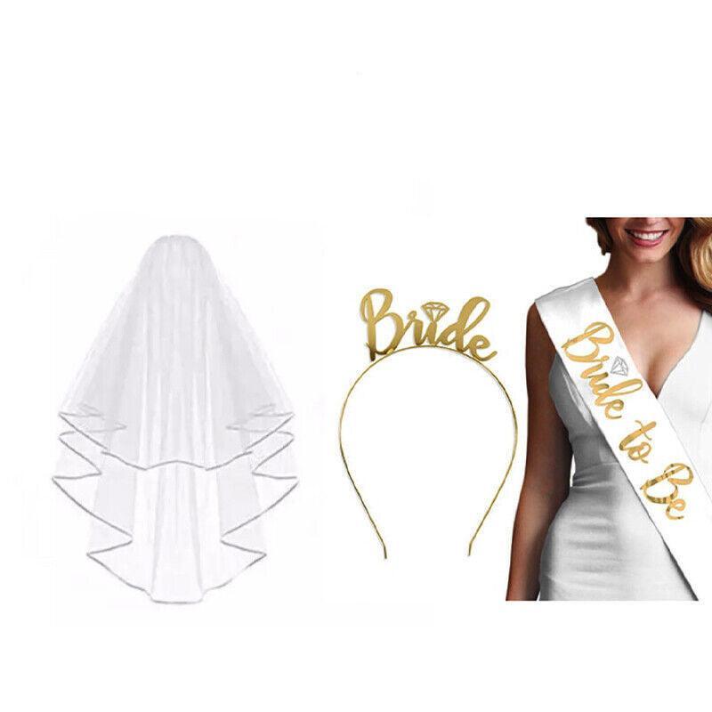 Bride To Be Hen Veil Sash Tiara Hens Night Bridal Shower Kitchen Tea Accessories - Rose Gold Tiara V528-TIARA-ROSEGOLD-380268
