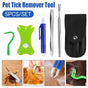5PCS Pet Flea Tick Removal Tool Set Dog Cat Lice Fork Tweezers Kit Silver Hook V528-TICK-HOLDER-5PCS-136343