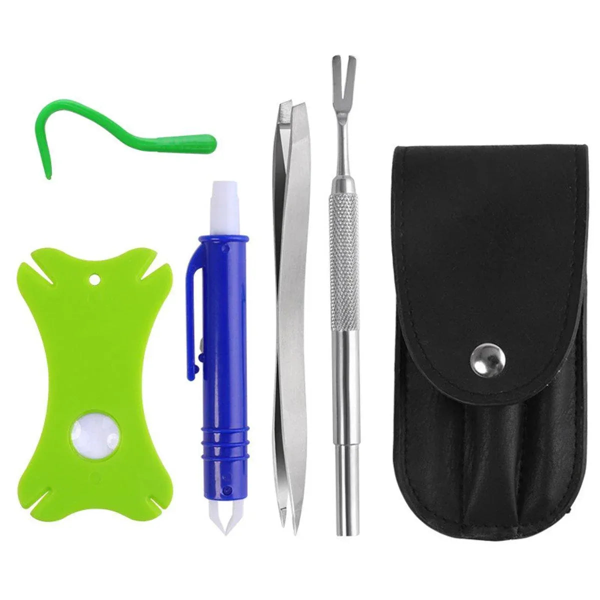 5PCS Pet Flea Tick Removal Tool Set Dog Cat Lice Fork Tweezers Kit Silver Hook V528-TICK-HOLDER-5PCS-136343
