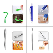 5PCS Pet Flea Tick Removal Tool Set Dog Cat Lice Fork Tweezers Kit Silver Hook V528-TICK-HOLDER-5PCS-136343
