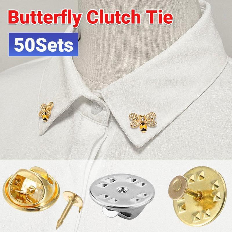 50 Sets Butterfly Clutch Tie Tacks Pin Back Replacement With Blank Cuff Pins - Gold V528-TIETACKS-GOLD-50SETS-879360