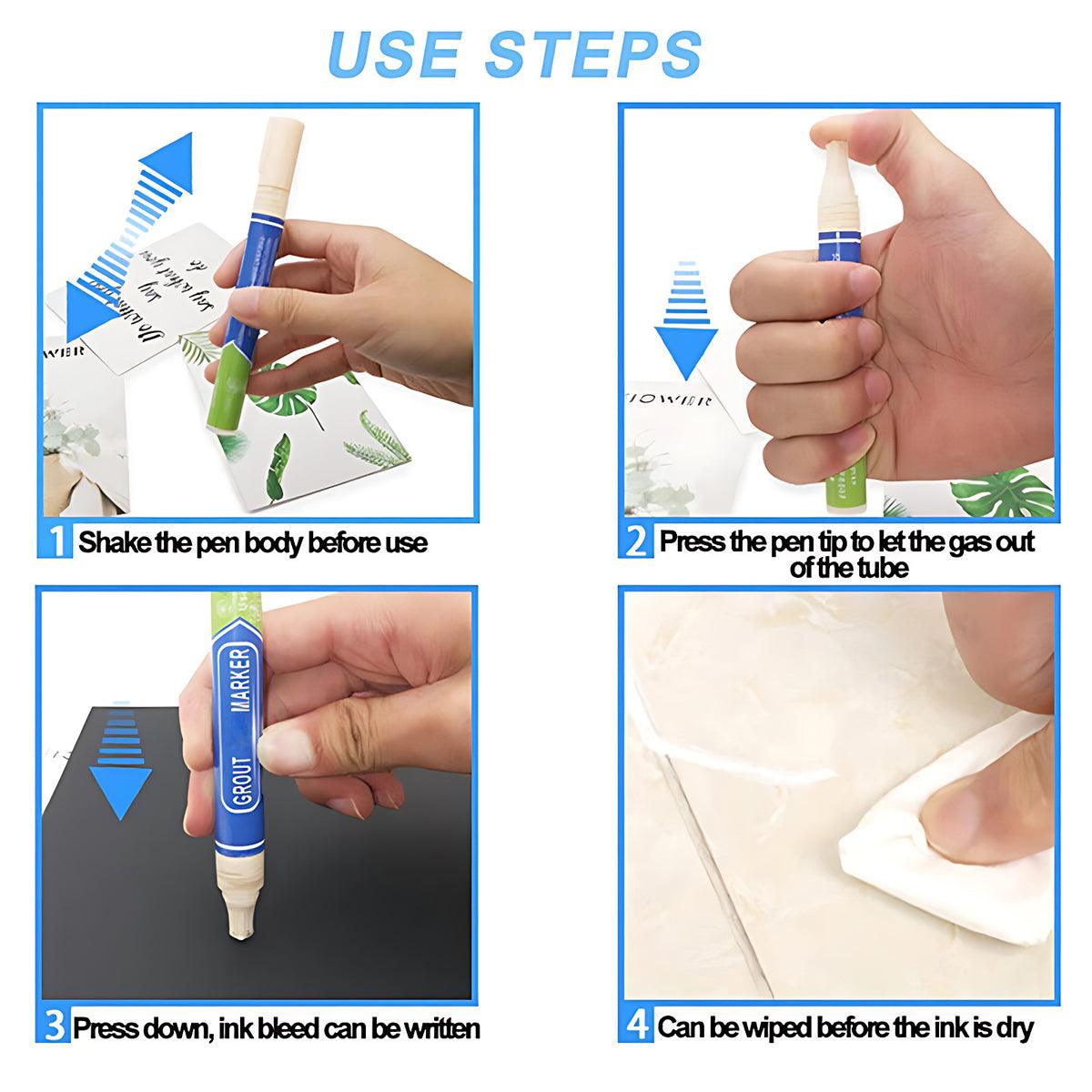 6Colours Tile Repair Pen Styling Wall Gap Grout Refresher Marker Bathroom - Grey V528-TILEREPAIRPEN-GREY-191479