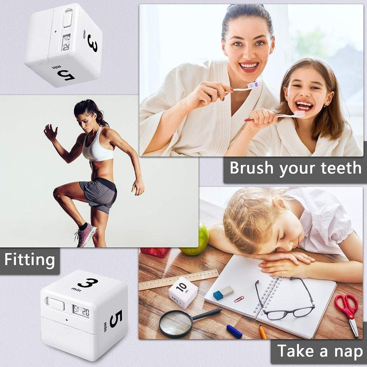 Cubic Timer for Students Time Management Study Exercise Reminder Tool Adjustable - 25-5-45-15 V528-TIMER-25-5-45-15-995076