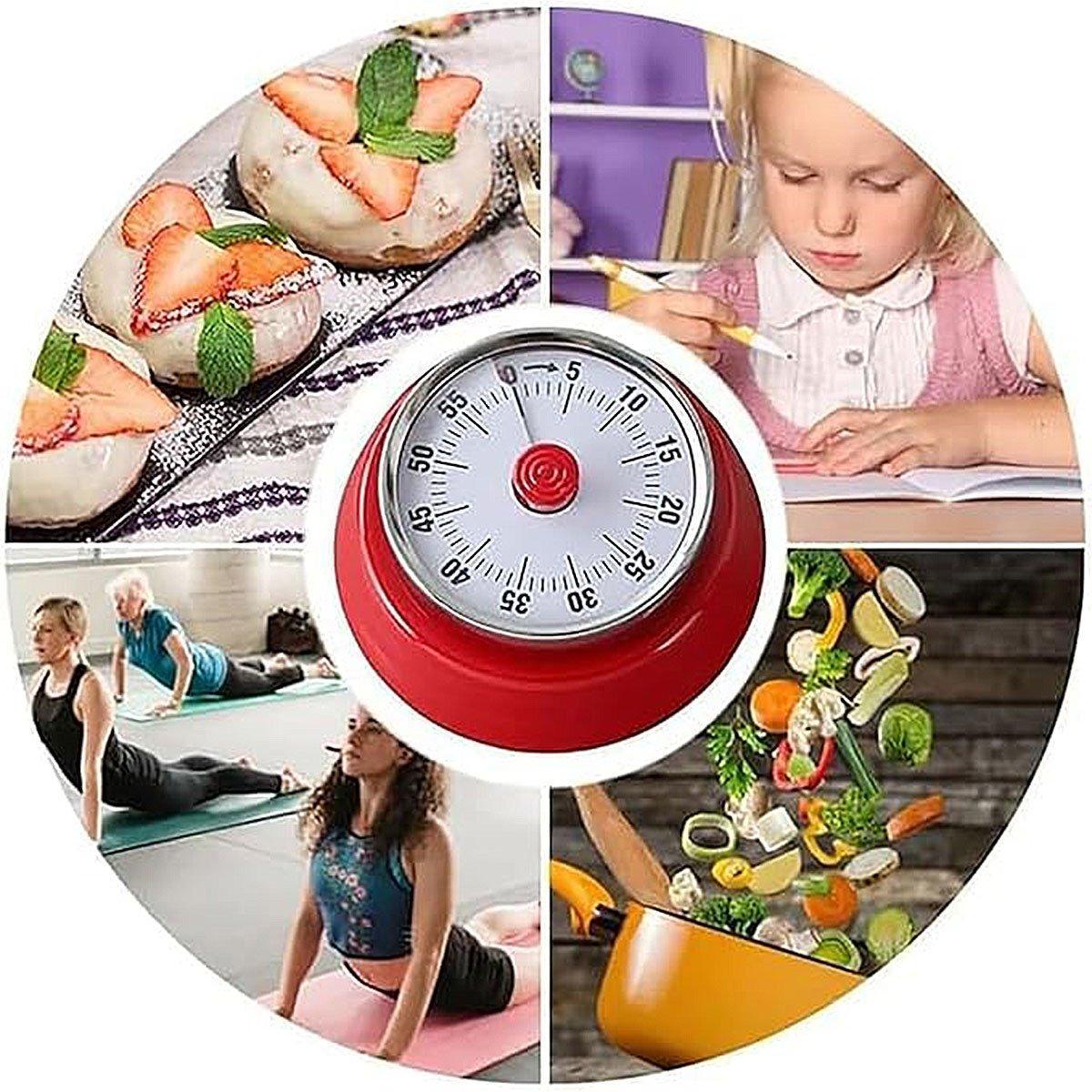 60 Minutes Visual Analog Timer Countdown Clock Time Management Kitchen Tool - Red V528-TIMER-RED-379263