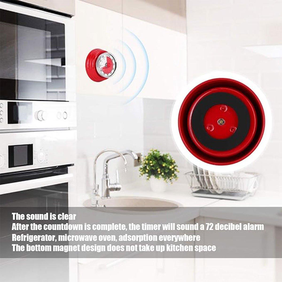60 Minutes Visual Analog Timer Countdown Clock Time Management Kitchen Tool - Red V528-TIMER-RED-379263